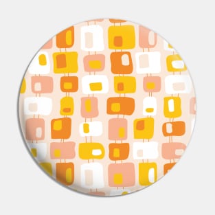 Funky Squares Retro Pattern Pink, Orange, Yellow Pin