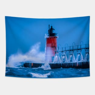 Winter Waves Breaking South Haven Tapestry