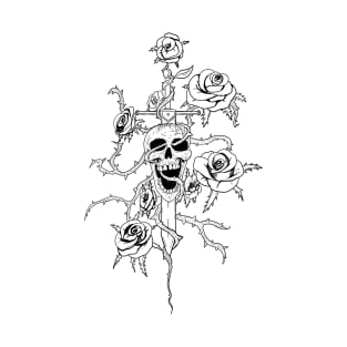 Skull and roses - Lines T-Shirt
