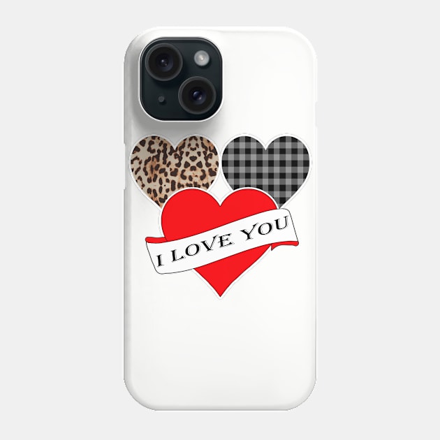 Women's Striped Plaid Printed Heart Valentine's Day Phone Case by Nicolas5red1