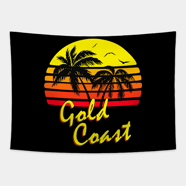 Gold Coast Retro Sunset Tapestry by Nerd_art