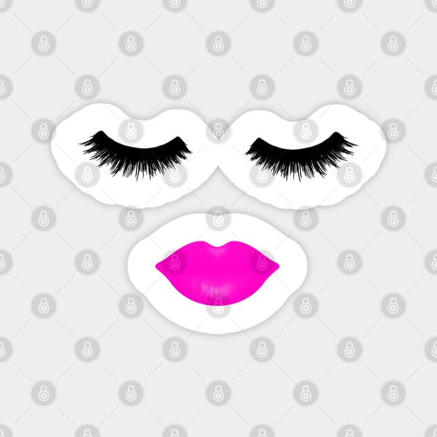 Lips and Lashes Pink Magnet by julieerindesigns