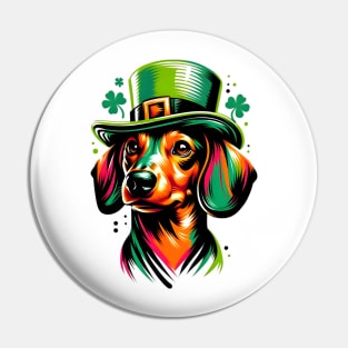 Dachshund Dog Joins Saint Patrick's Day Festivities Pin