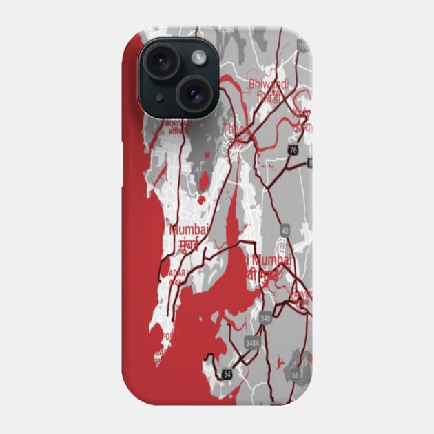 Mumbai red/grey map Phone Case by Mapmania