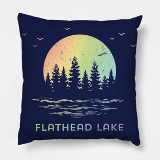 Flathead Lake Montana Fishing Hiking Camping Outdoors Pillow