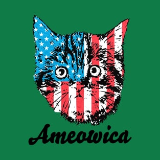 Ameowica Cat American flag T-Shirt