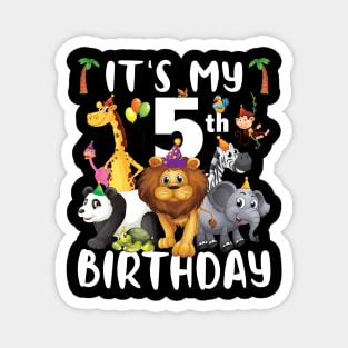 Its My 5th Birthday Safari Jungle Zoo Lovers Birthday Party Magnet