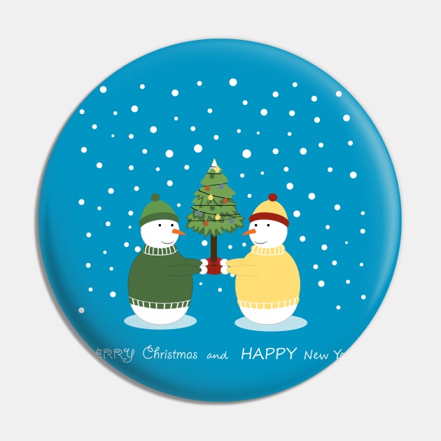 Snowmen and tree Pin by grafart