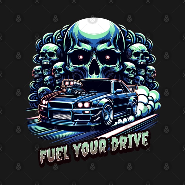 Fuel Your Drive Racing Cars Skull Race Car Speed Fast Skull Face Street Car Racecar by Carantined Chao$