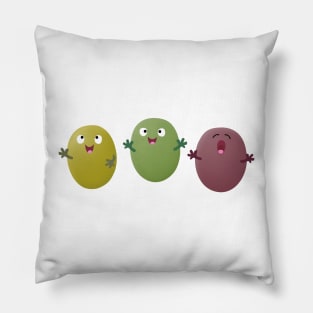 Cute happy olives singing cartoon Pillow