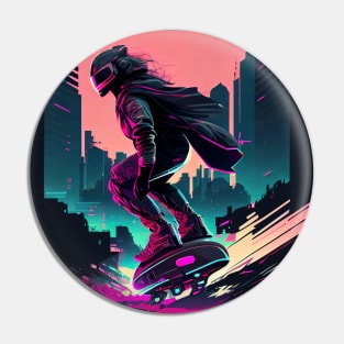 Futuristic Hoverboard Rider Pin