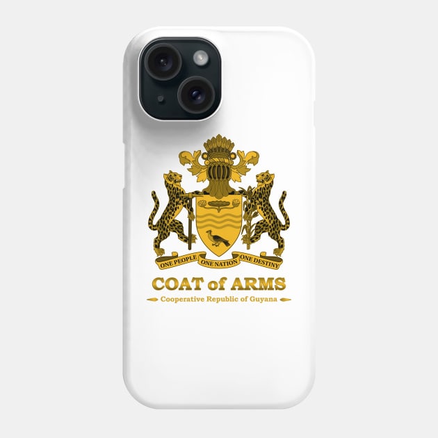 Guyana Coat of Arms Gold Phone Case by IslandConcepts