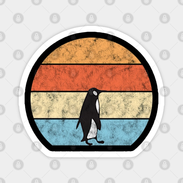 Retro Penguin Lover Gift Penguin Magnet by BlendedArt