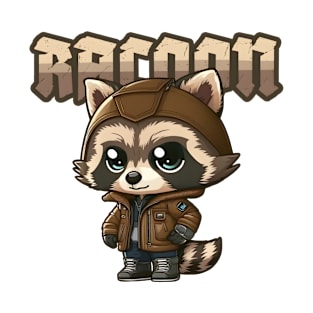 Cool Raccoon in a Hooded Jumper BG T-Shirt