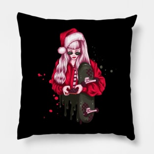 Skater Girl Skating Christmas Pillow