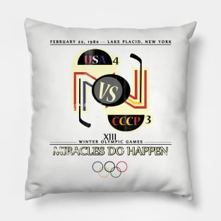 Miracles Do Happen Retro Hockey Tee Shirt Pillow