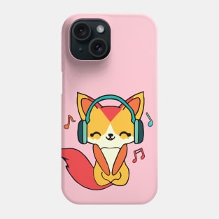 Happy fox with headphones Phone Case