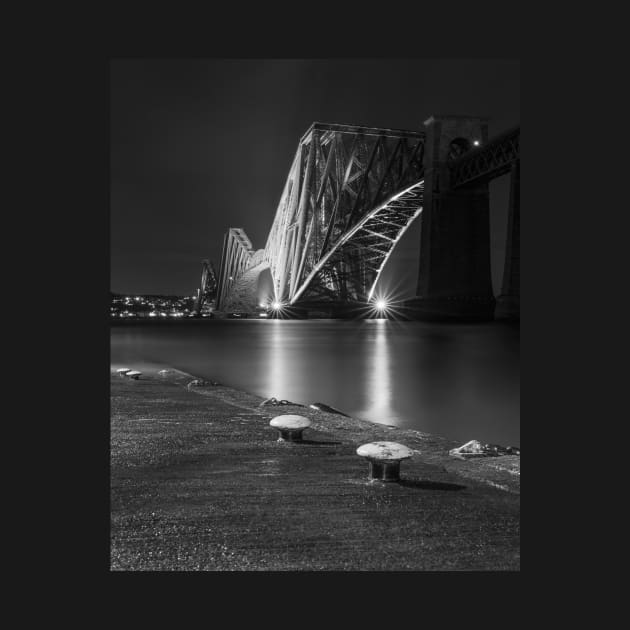 The Forth Bridge at night in Black and White by TMcG72