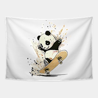 Skateboarding panda Tapestry