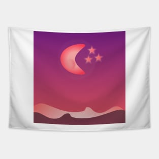 Night scape moon and stars Tapestry