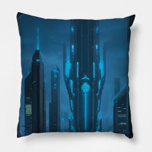 Cyber Building in a Future City Pillow