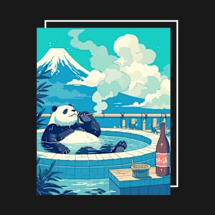 Panda In Japanese Onsen  - Panda Bear Japanese T-Shirt