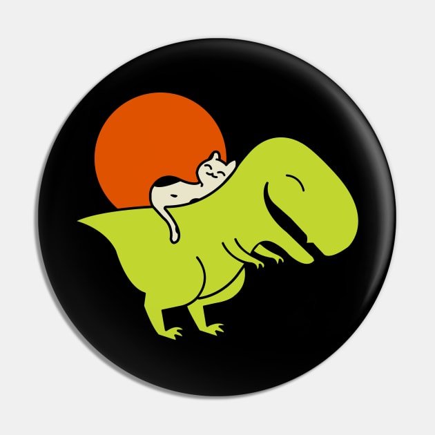 Cute Trex With Cat On The Back Pin by MikeHelpi