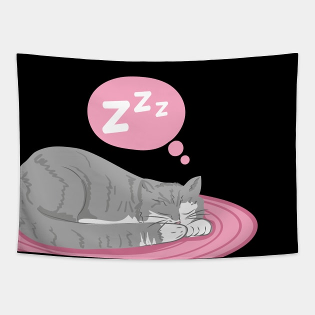 Sleeping Grey Tabby Cat Tapestry by SWON Design