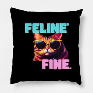 Feline fine cat lover pun Pillow