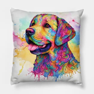 Abstract painting of a Lab looking Dog Pillow