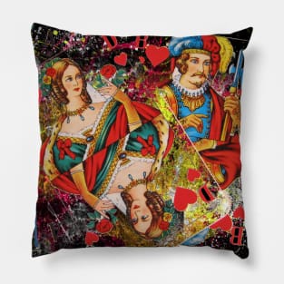 Vintage playing cards art splattered magician illustration explosion of colors Pillow