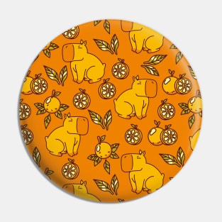 Capybara With Oranges Leaves by Tobe Fonseca Pin