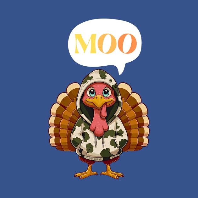 Turkey Moo Retro Thanksgiving Day by Binsy