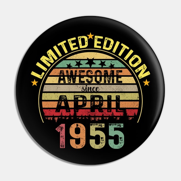 Vintage Born in April 1955 69 Years Old 69th Birthday Gift Men Women Pin by Peter smith