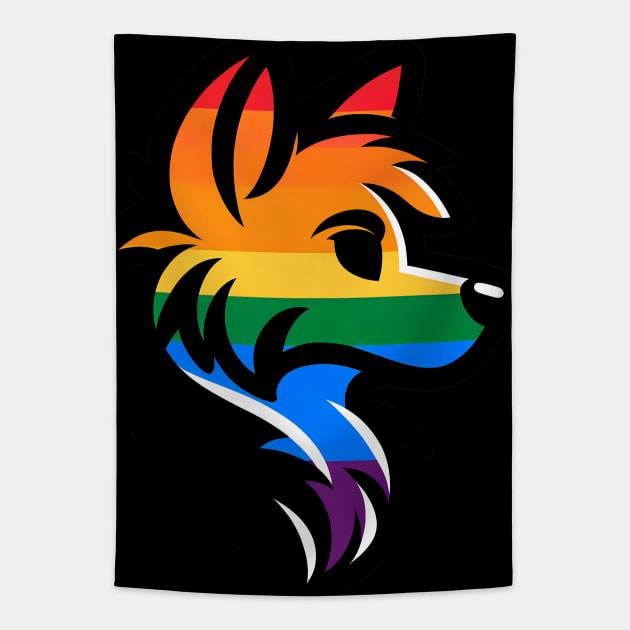 LGBTQ Furry Pride Wolf Logo Tapestry by Blue Bull Bazaar