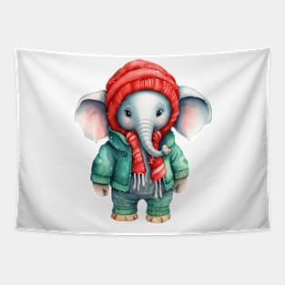 Knitted Christmas Elephant Tapestry