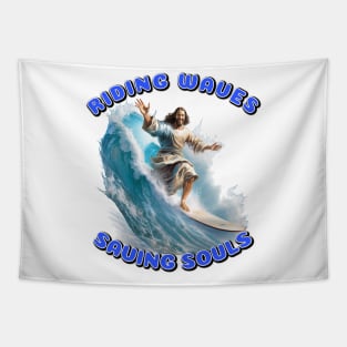 Jesus Surfing Tapestry