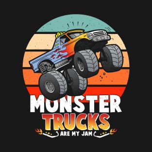 Vintage Monster Truck Are My Jam Retro Sunset Cool Engines T-Shirt