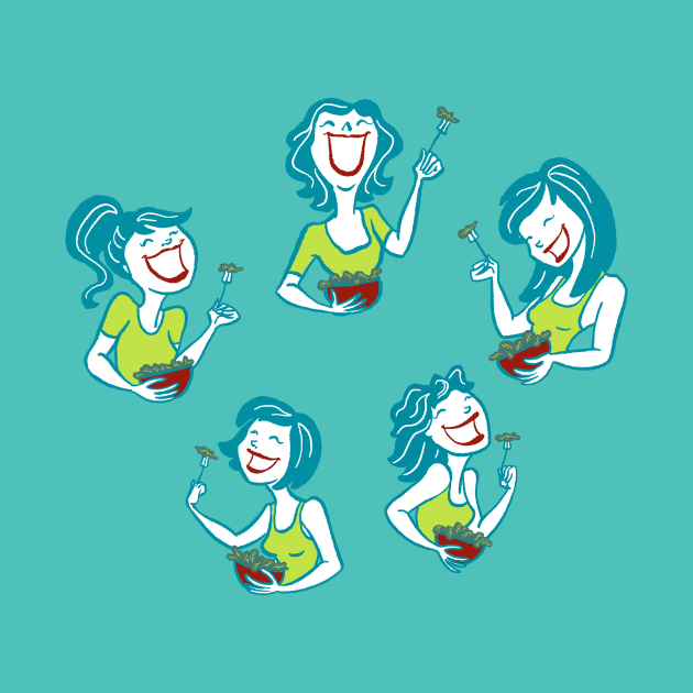 Ladies Laughing at Salad by Carabara Designs