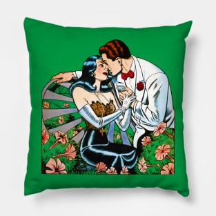 Love Kiss of Elegant and Classic Couple Diary Valentines Day Retro Vintage Comic Book Pillow