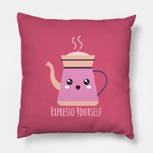 Expresso Yourself: Cute Coffee Pot T-Shirt & More | PunnyHouse Pillow