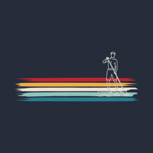 SUP Guy on Stand up Paddle borad with brush style stripes T-Shirt