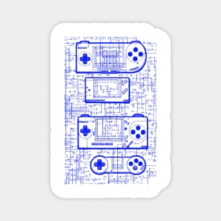 Blue Handheld Gaming Controller Da Vinci Blueprint Magnet