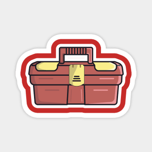 Plumber Repairing Tool Box Sticker vector illustration. Plumber working tool equipment icon concept. Toolkit for builder or industrial store sticker design logo icon. Magnet