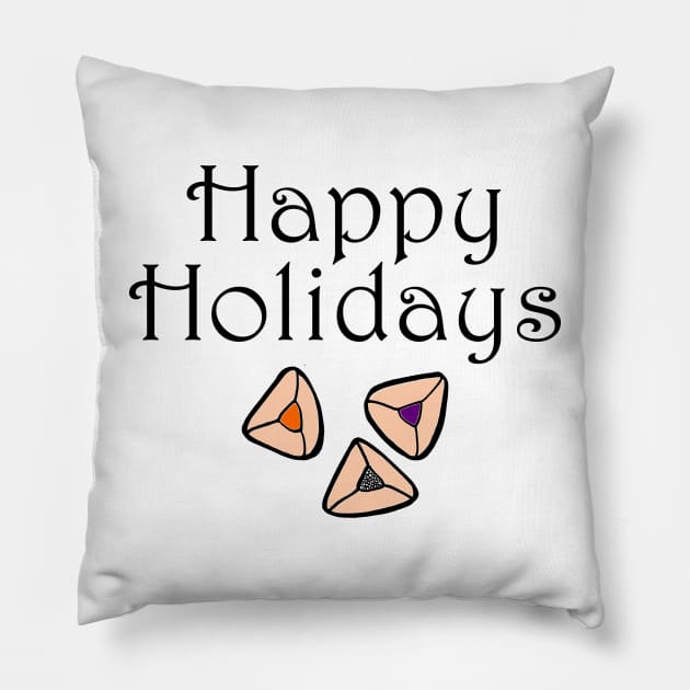 Happy Holidays Hamentaschen Pillow by JewWhoHasItAll