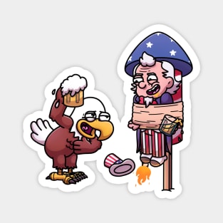 Uncle Sam Drinking With The American Eagle Magnet