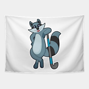Racoon at Hockey with Hockey stick Tapestry