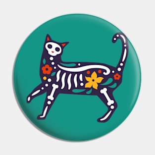 Colorful Day of the Dead Cat | Dia de los Muertos Gato Pin