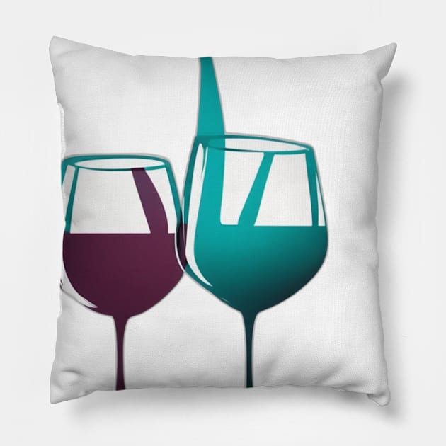 Elegant Wine Glass Duo - Minimalist Vino Art No. 660 Pillow by cornelliusy