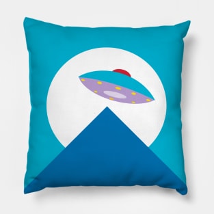 UFO AND MOON OVER THE MOUNTAIN Pillow